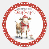 クリスマスの牛のパンパロディ ラウンドシール (正面)