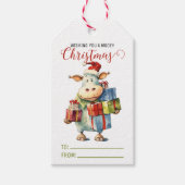 クリスマスの牛のパンパン ギフトタグ (正面)