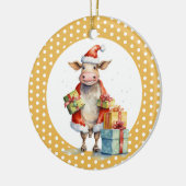 クリスマスの牛のパンパン セラミックオーナメント (左)