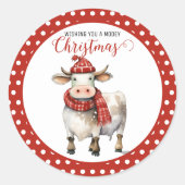 クリスマスの牛のパンパン ラウンドシール (正面)