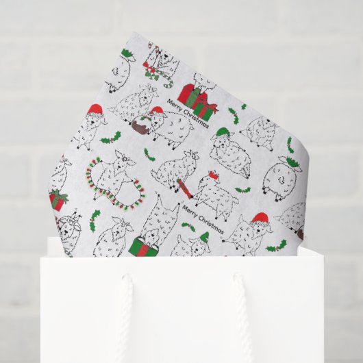 クリスマスの牧場のヤギ 薄葉紙 (ギフトバッグ)