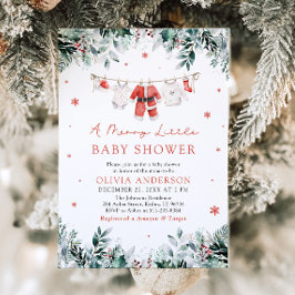 クリスマスの物干しメリーの小さな赤ちゃんシャワー 招待状
