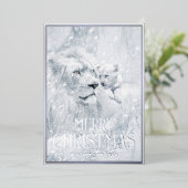 クリスマスの物語、白いライオンの父と息子の氷 –  箔シーズンカード (立ち正面)