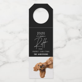 クリスマスの犬がおかしくて吠える一年の総まとめカード ボトルネックタグ