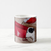 クリスマスの犬がモフモフ コーヒーマグカップ (中央)