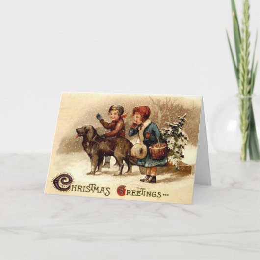クリスマスの犬との散歩 シーズンカード (正面)