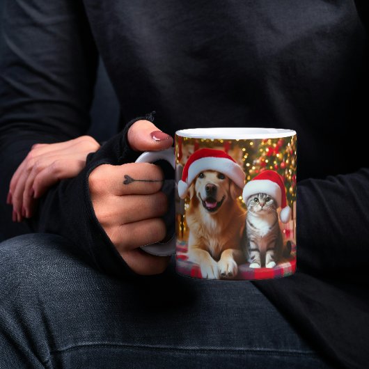 クリスマスの犬と猫のクリスマス モーフィングマグカップ