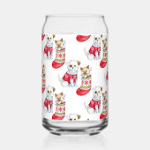 クリスマスの犬と猫 ガラス缶 (正面)