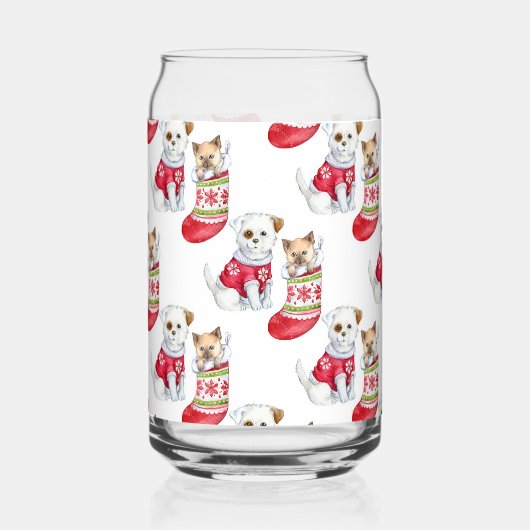 クリスマスの犬と猫 ガラス缶 (裏面)