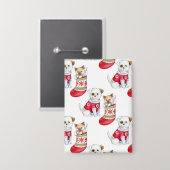 クリスマスの犬と猫 缶バッジ (正面/裏面)