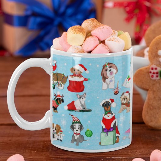 クリスマスの犬のお祝い コーヒーマグカップ