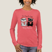 クリスマスの犬のサンタ帽子マフラー トライブレンドＴシャツ (正面)