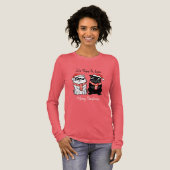 クリスマスの犬のサンタ帽子マフラー トライブレンドＴシャツ (正面全体)
