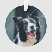 クリスマスの犬の写真 オーナメント (正面)