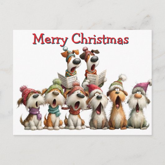 クリスマスの犬の合唱団 ポストカード (正面)
