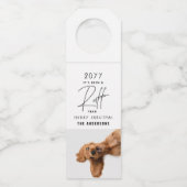 クリスマスの犬の面白い吠える年の振り返りカード ボトルネックタグ (正面)