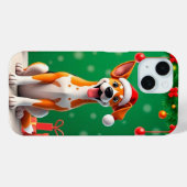クリスマスの犬サンタ帽子のスマホケース ギフト Case-Mate iPhoneケース (裏面 (横))