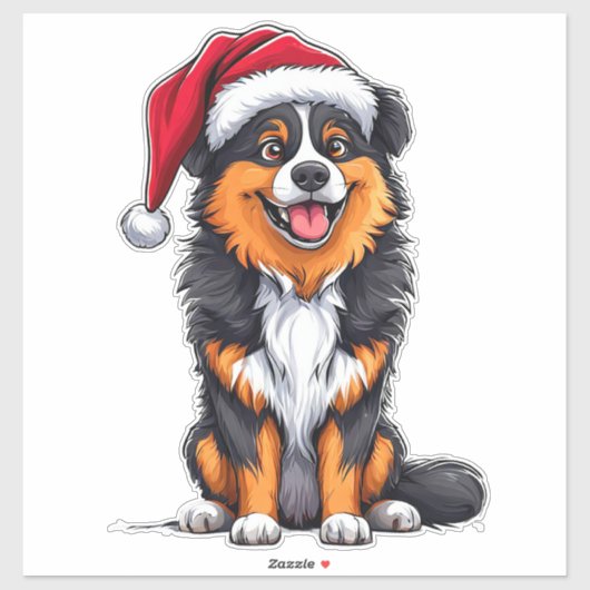 クリスマスの犬サンタ帽子ホリデー かわいいペット愛好家 シール (シート)