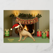 クリスマスの犬ヨガ  箔シーズンカード (正面)