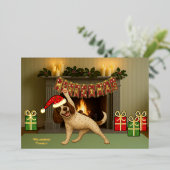 クリスマスの犬ヨガ  箔シーズンカード (立ち正面)