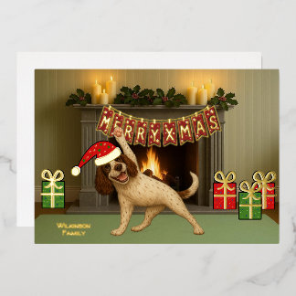 クリスマスの犬ヨガ  箔シーズンカード