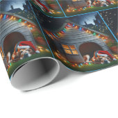 クリスマスの犬小屋でバセット・ハウンド ラッピングペーパー (ロールコーナー)