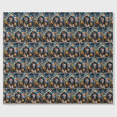 クリスマスの犬小屋に住むアイルランド人の狼 ラッピングペーパー (フラット)