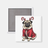 クリスマスの犬愛好家のためのサンタ服を着たパブドッグ マグネット (正面/裏面)