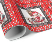 クリスマスの犬用の骨パターンはあなた自身の写真を加えます ラッピングペーパー (ロールコーナー)