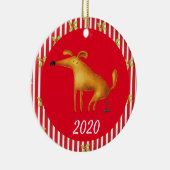 クリスマスの犬 うんこ Covid 面白い 2020 セラミックオーナメント (右)
