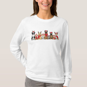 クリスマスの犬 かわいいホリデーパピー Tシャツ