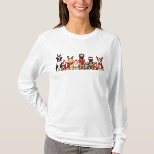クリスマスの犬 | かわいいホリデーパピー Tシャツ (正面)