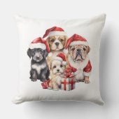 「クリスマスの犬」かわいい犬の恋人 クッション (正面)