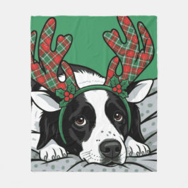クリスマスの犬 フリースブランケット