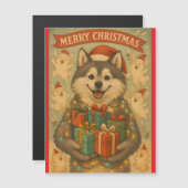 "クリスマスの犬" マグネットカード (正面/裏面)