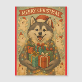 "クリスマスの犬" マグネットカード