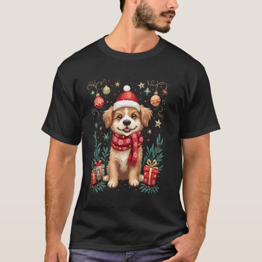 クリスマスの犬 Tシャツ (正面)