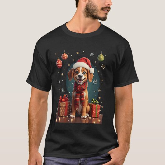 クリスマスの犬 Tシャツ (正面)