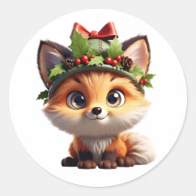クリスマスの狐とヒイラギの実の帽子 クラシックロ