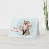 クリスマスの狐ベリー水彩画 シーズンカード (正面)