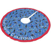 クリスマスの猫が光に絡まおもしろいっカスタムた ブラッシュドポリエステルツリースカート (アングル)