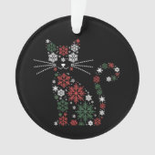 クリスマスの猫が雪の結晶を作った 面白い猫 オーナメント (正面)