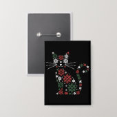 クリスマスの猫が雪の結晶を作った 面白い猫 缶バッジ (正面/裏面)