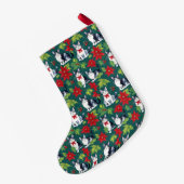 クリスマスの猫たちとポインセチア スモールクリスマスストッキング (裏面 (吊り時))