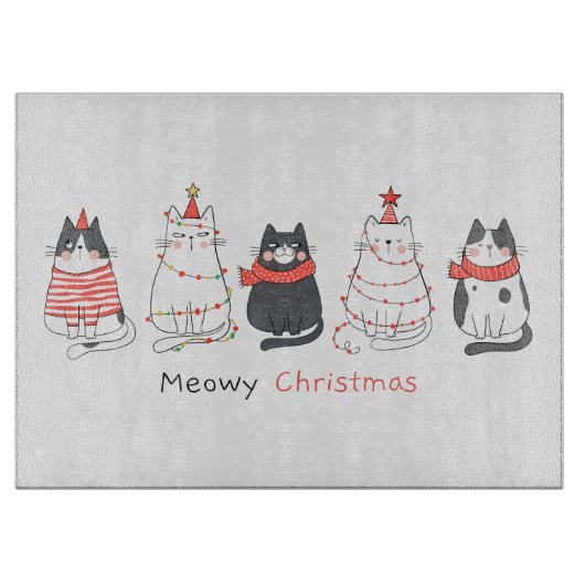 クリスマスの猫たち カッティングボード (正面)
