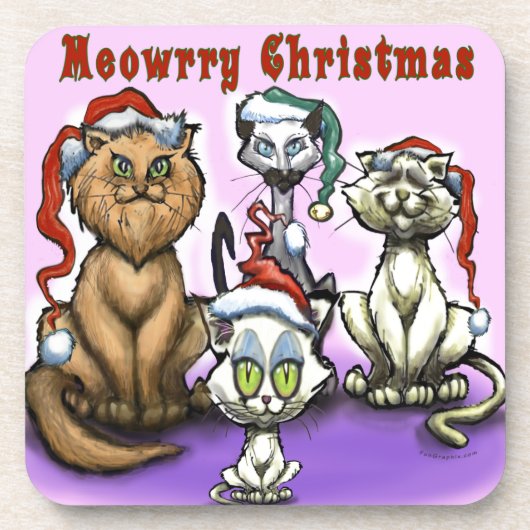 クリスマスの猫たち コースター (正面)