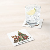 クリスマスの猫たち スクエアペーパーコースター (インサイチュ)