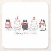 クリスマスの猫たち スクエアペーパーコースター (正面)