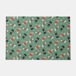 クリスマスの猫たち ドアマット