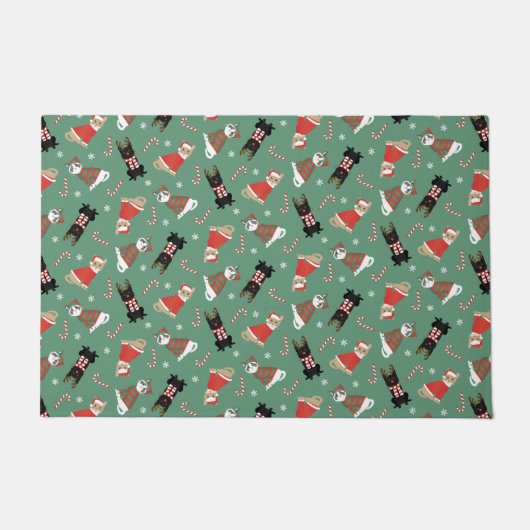 クリスマスの猫たち ドアマット (正面)
